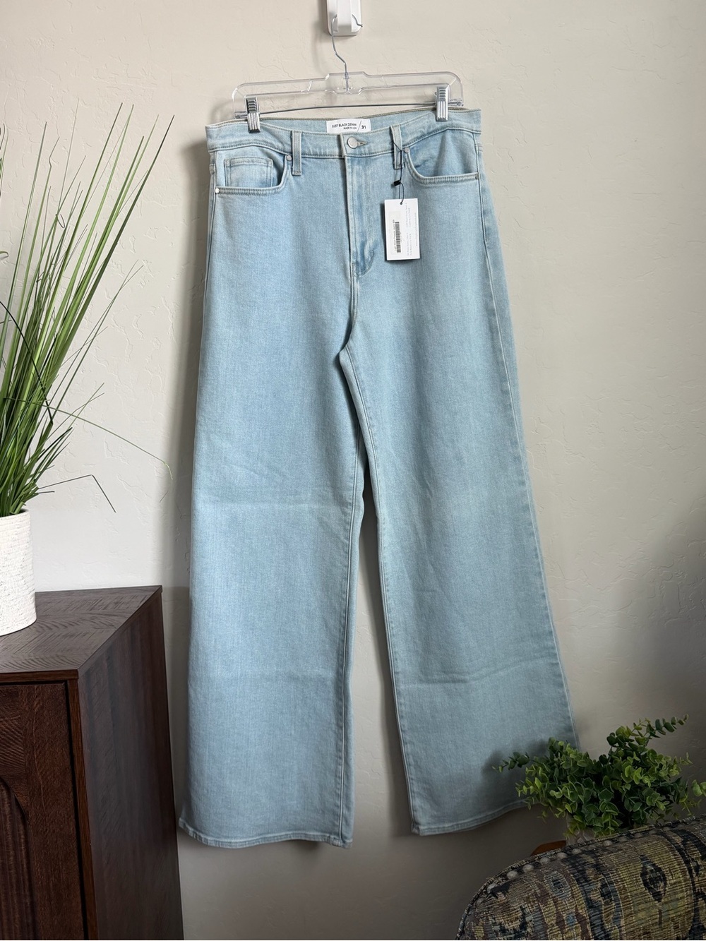 NWT Just Black Denim Light Wash Palazzo Wide Leg Jeans Made USA Sz 31